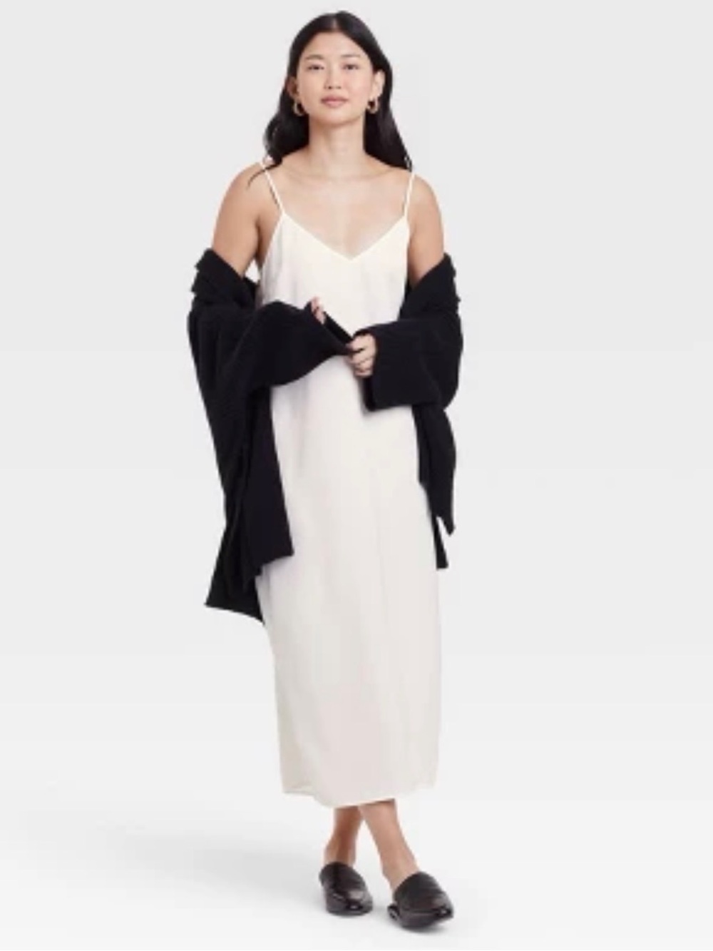 a new day White V-Neck Slip Dress with Spaghetti Straps